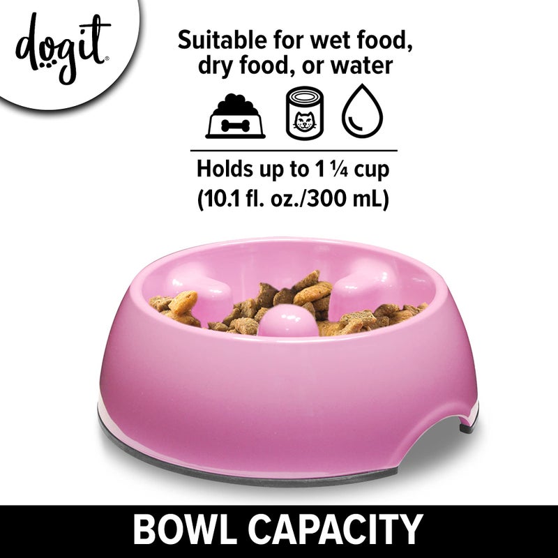 Dogit Go Slow Anti-Gulping Dog Dish, Slow Feeding Dog Bowl Suitable for Wet or Dry Food, Small, Pink - Image 3